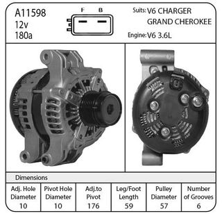 ALTERNATOR 12V DENSO ALT 180AMP DODGE 3.6L V6