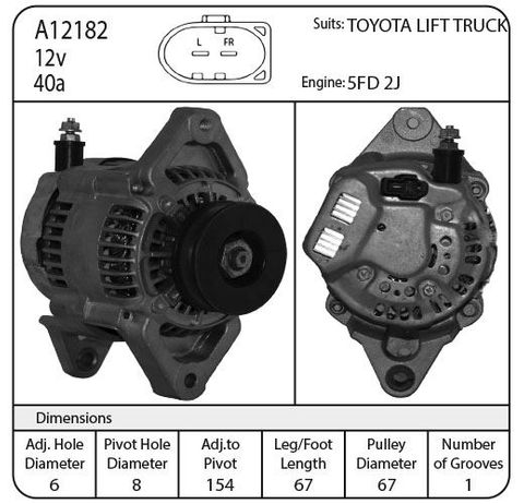 ALTERNATOR 12V ND TOYOTA LIFT TRUCK