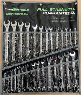 28 PCE Comb Spanner Set Met & Imp TYPHOON