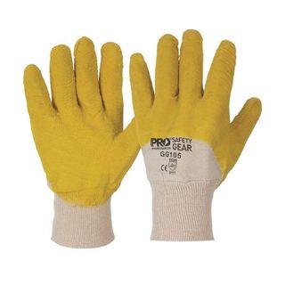 Glass Gripper Glove Yellow Latex + knitted wrist