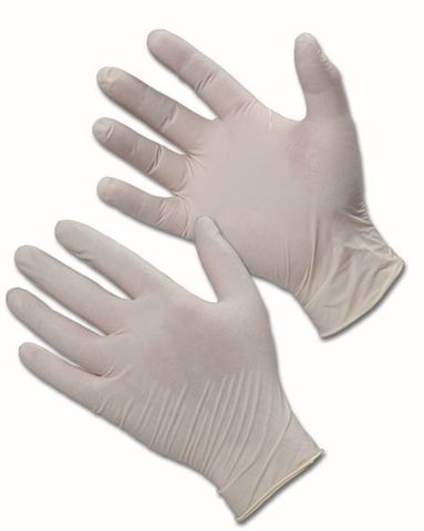 Cream Latex Disposable Gloves Unpowdered Box 100 MED