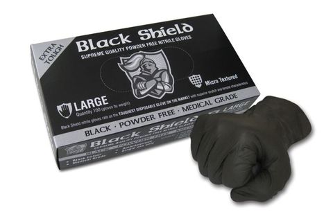 Black Shield Heavy Duty Nitrile, Unpowdered, Box 100 Large