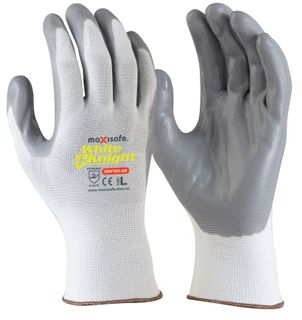 White Knight Nylon glove, GREY nitrile foam coated SIZE 9