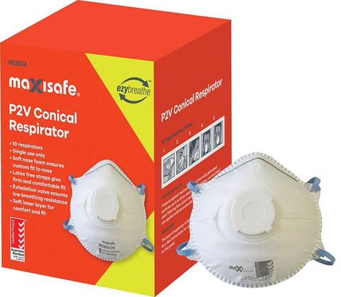 Maxisafe Conical P2 Respirator with Valve, box of 10