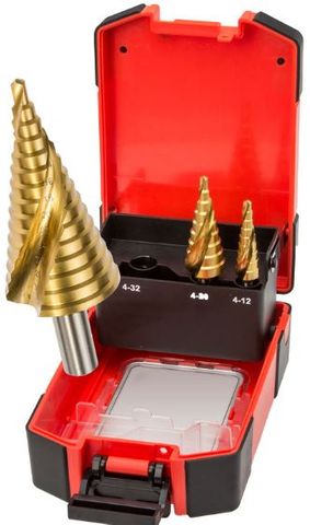 3pce Double Spiral Step Drill Set