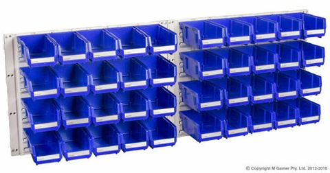 40 BIN WALL STORAGE KIT BLUE