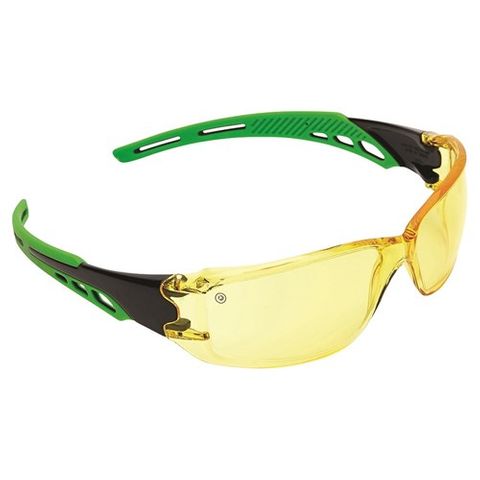 CIRRUS - AMBER POLYCARBONATE FRAME WITH SOFT GREEN ARMS