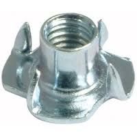 M6 x 8mm Barrel x 18mm Base 4 Prong Tee Nut ZINC