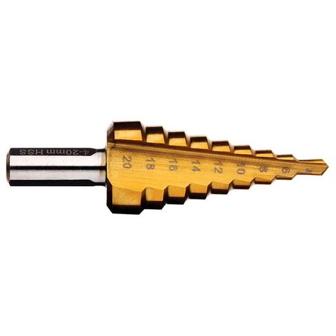 Step Drill 9 Steps M4-20 SSPt HSS Titanium Nitride - 9STM4-20