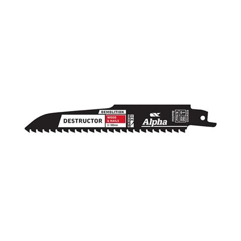 Destructor Demolition - Wood & Nails - Recip Blade, 5 TPI, 150mm 5-PK