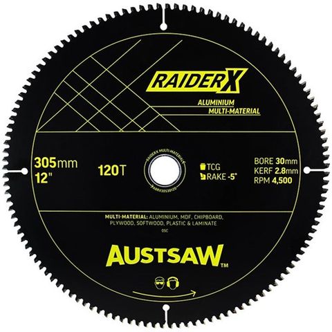 305mm x 30/25.4 Bush x 120T Alum Saw Bld Raider ABRX30530120