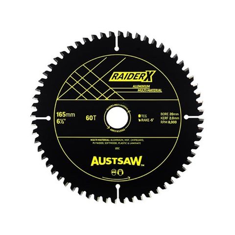 165 x 20/16mm x 60T ALUM/MULTI Saw Blade Raider ABRX1652060