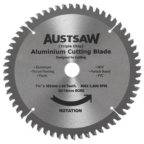 185mm x 20/16mm x 60T Aluminuim Saw Blade - ALYC1852060