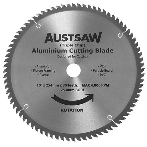 250mm x 25.4mm x 80T Alum Saw Blade - ALYC2502580