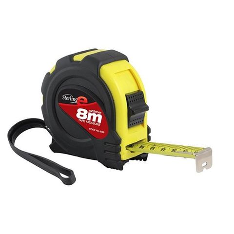 Tape Measure MET 8 Mtrs x 25mm Blade R/Back - 889