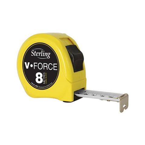 Tape Measure METRIC 8Mtrs V-FLURO V8025-YELLOW