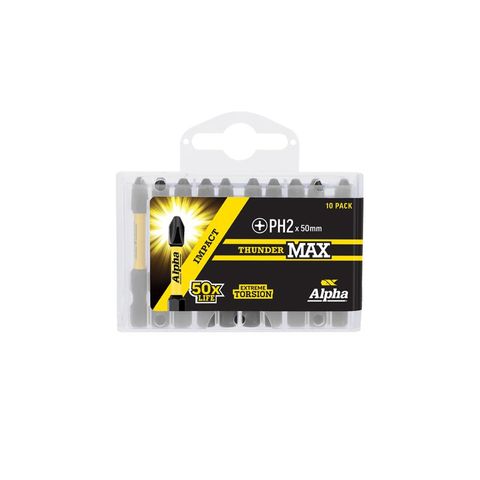 No 2 x 50mm Phillips Driver Power Bit THUNDERMAX (Pack of 10)
