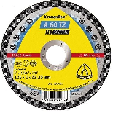 125 x 1 x 22 Cutting off wheel (A60TZ) Special/Flat INOX Hard