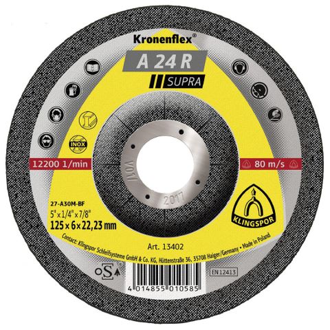 125 x 6 x 22 Grinding disc (A24R) Supra Medium Grit