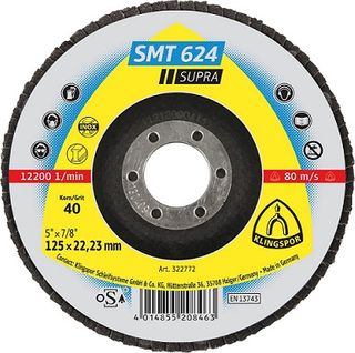 125 x 22 Flap disc (SMT624) Supra/Zirconia 60 Grit