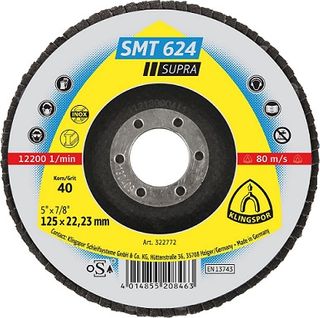 125 x 22 Flap disc (SMT624) Supra/Zirconia 120 Grit