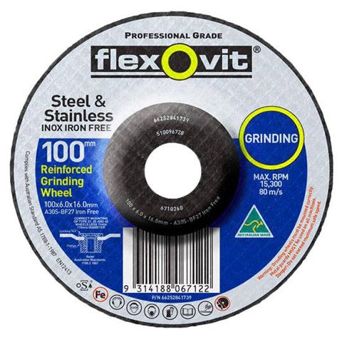 100 x 6.0 x 16 Iron Free/Stainless Steel Grind Disc