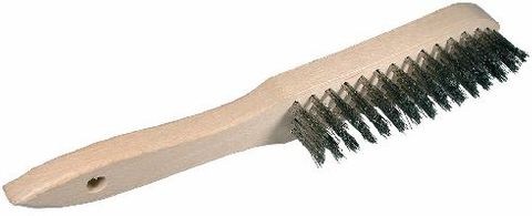 3 Row Wire Brush Wooden Handle - STAINLESS STEEL - W4400