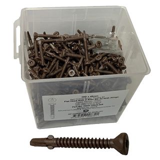 10-16 x 45mm Countersunk SEH Square Drive WING Self Drilling Screw MERBAU (Bucket of 500)