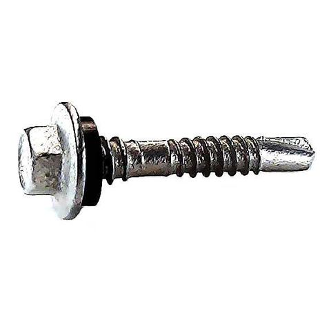 12-14 x 48mm Hex Washer Head Double Grip Self Drilling Screw with Neoprene Washer Class 4 - PAPERBAR