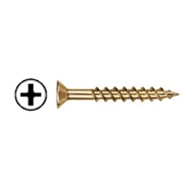 8g x 30mm Chipboard Screw Philips Drive - Self Embedding Head - Zinc Yellow