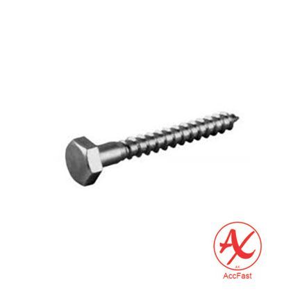 M8 x 50mm Hex Head Coach Screw Stainless Steel Grade 316