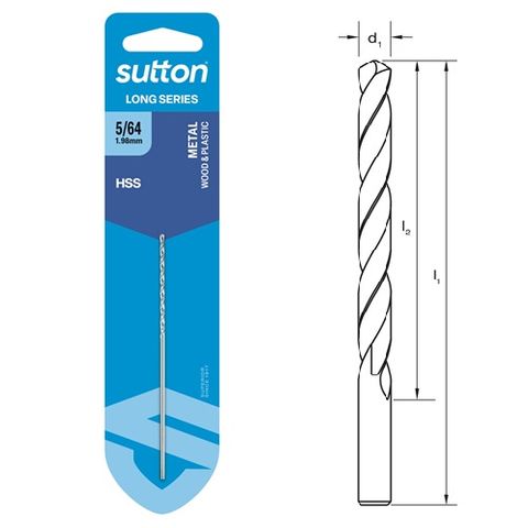 5/64 x 95mm Long Series Drill HSS Carded