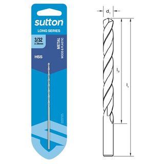 3/32 x 117mm Long Series Drill HSS Carded