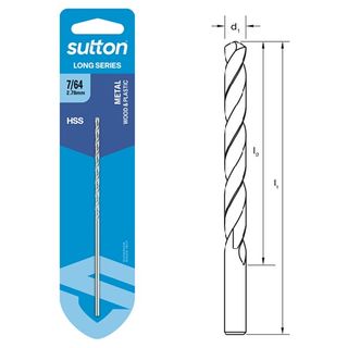 7/64 x 130mm Long Series Drill HSS Carded