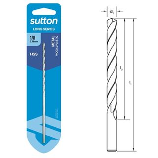 1/8 x 137mm Long Series Drill HSS Carded