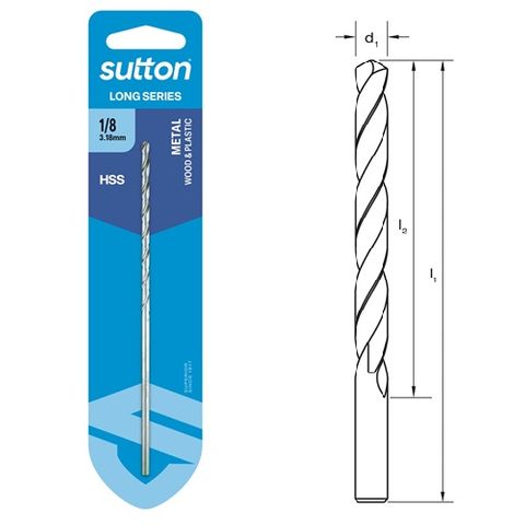 1/8 x 137mm Long Series Drill HSS Carded