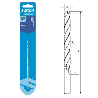 5/32 x 137mm Long Series Drill HSS Carded