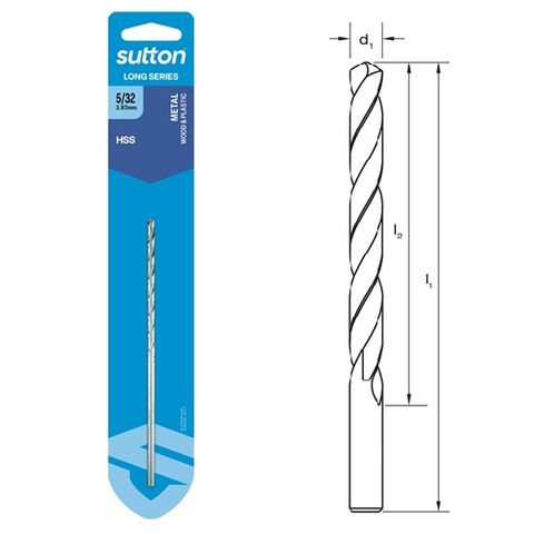 5/32 x 137mm Long Series Drill HSS Carded