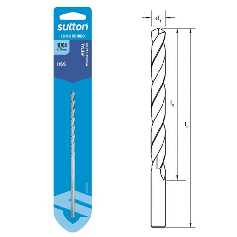 11/64 x 146mm Long Series Drill HSS Carded