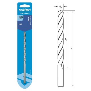15/64 x 156mm Long Series Drill HSS Carded