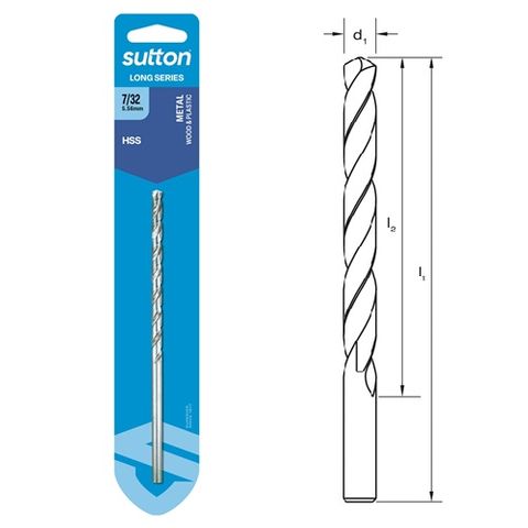 7/32 x 152mm Long Series Drill HSS Carded