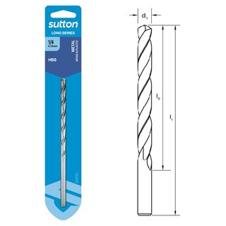 1/4 x 156mm Long Series Drill HSS Carded