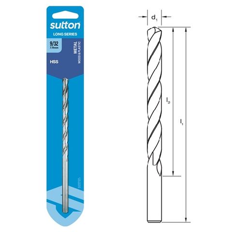 9/32 x 159mm Long Series Drill HSS Carded