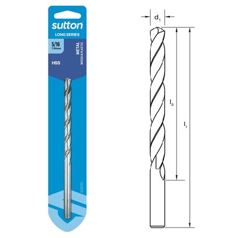 5/16 x 162mm Long Series Drill HSS Carded