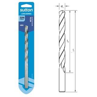 25/64 x 178mm Long Series Drill HSS Carded