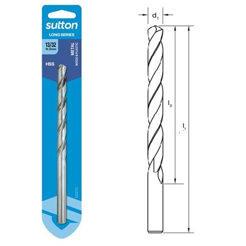 13/32 x 178mm Long Series Drill HSS Carded