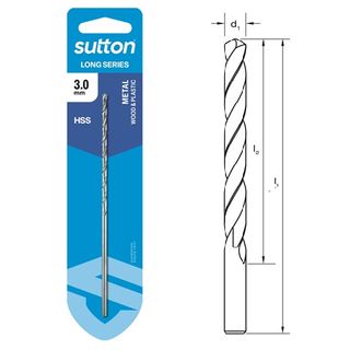 3mm x 130mm Long Series Drill HSS Carded