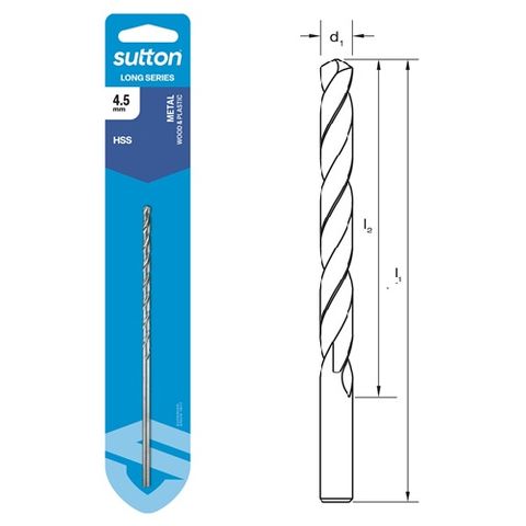 4.5mm x 146mm Long Series Drill HSS Carded