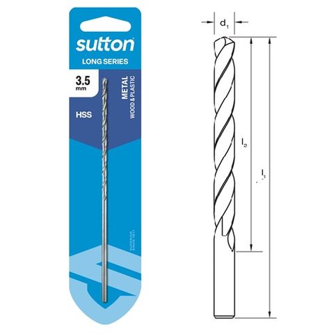 3.5mm x 137mm Long Series Drill HSS Carded