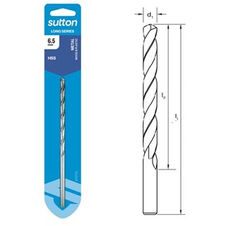 6.5mm x 159mm Long Series Drill HSS Carded